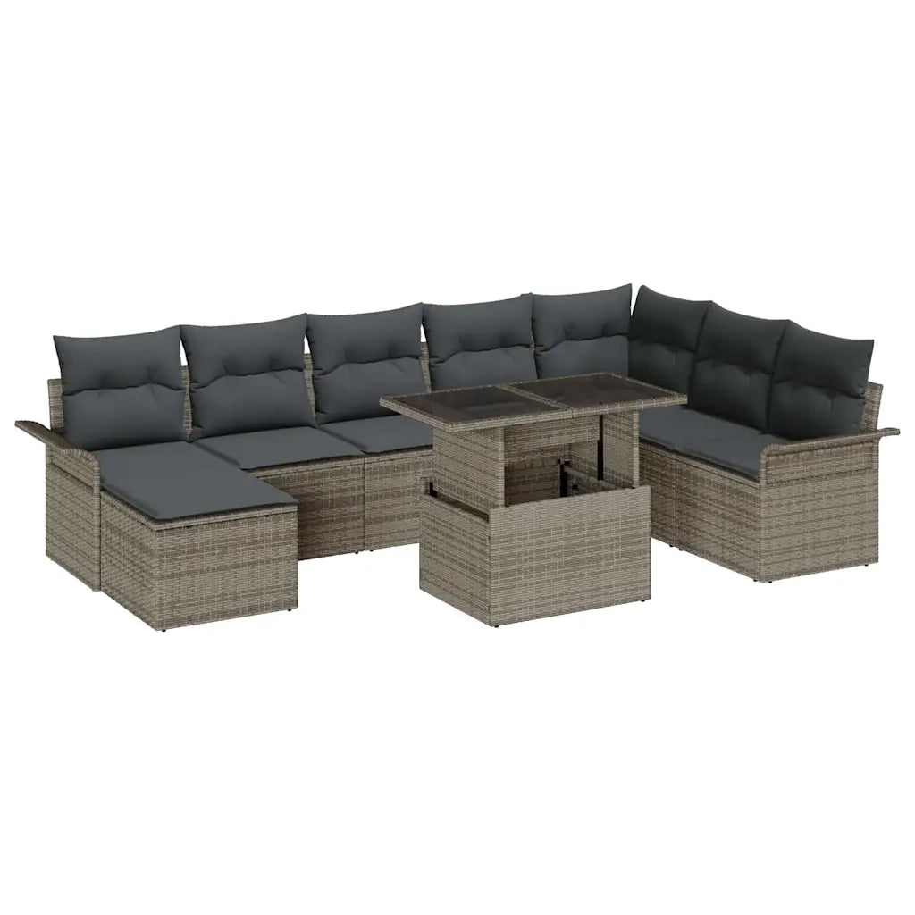Set Divano da Giardino con cuscino 9 pcs Grigio 3357072
