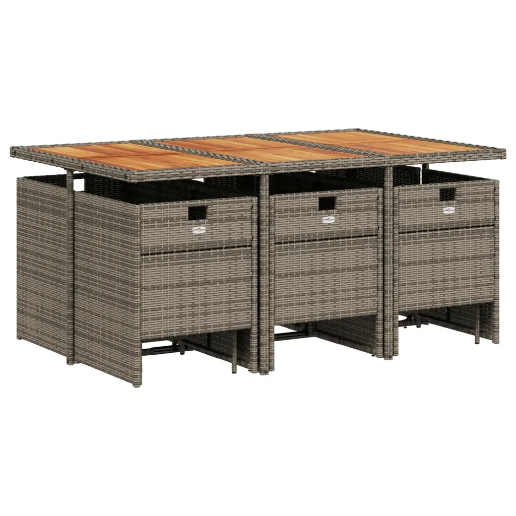 Set da pranzo da giardino da 11 pz con Cuscini in Polyrattan Grigio 3277744