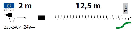 Catena lineare TLE 300 LED MULTICOLORE 2+12,5m