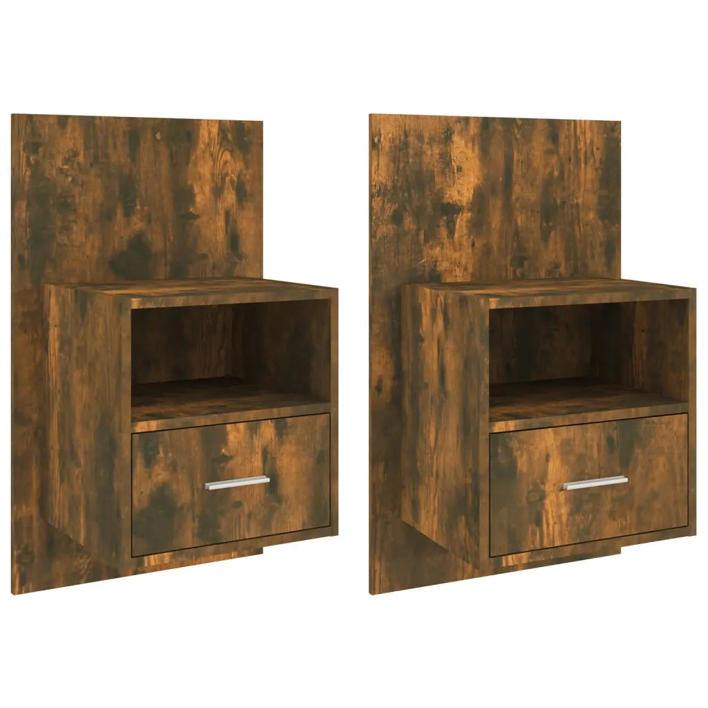 Comodini a Muro 2 pz Rovere Fumo 816965