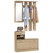 Panchina ingresso con specchio e appendiabiti ¨C Xylo ¨C bianco 90x10x91cm