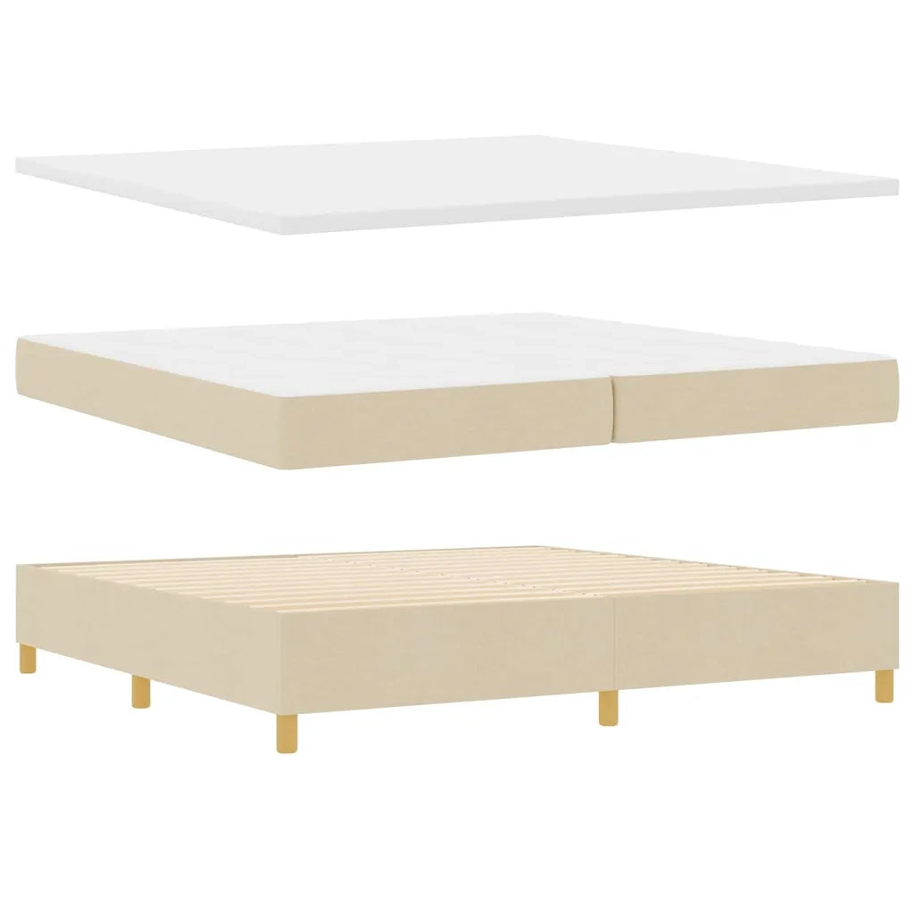 Letto a molle con materasso Crema 200 x 200 cm Tessuto 3339726