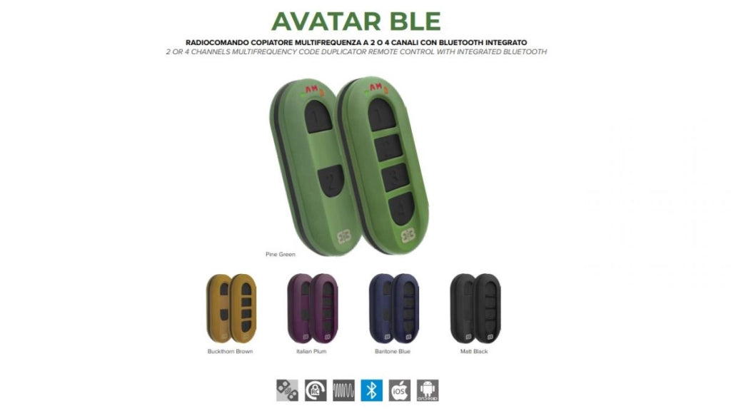 Radiocomando Telecomando Smart Bluetooth Universale 4 Canali 433-868 MHz Rolling Code Pine Green AVATAR BLE