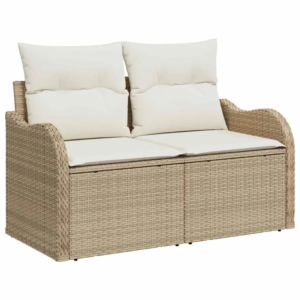 Set Divano da Giardino con cuscino 5 pcs Beige polyrattan