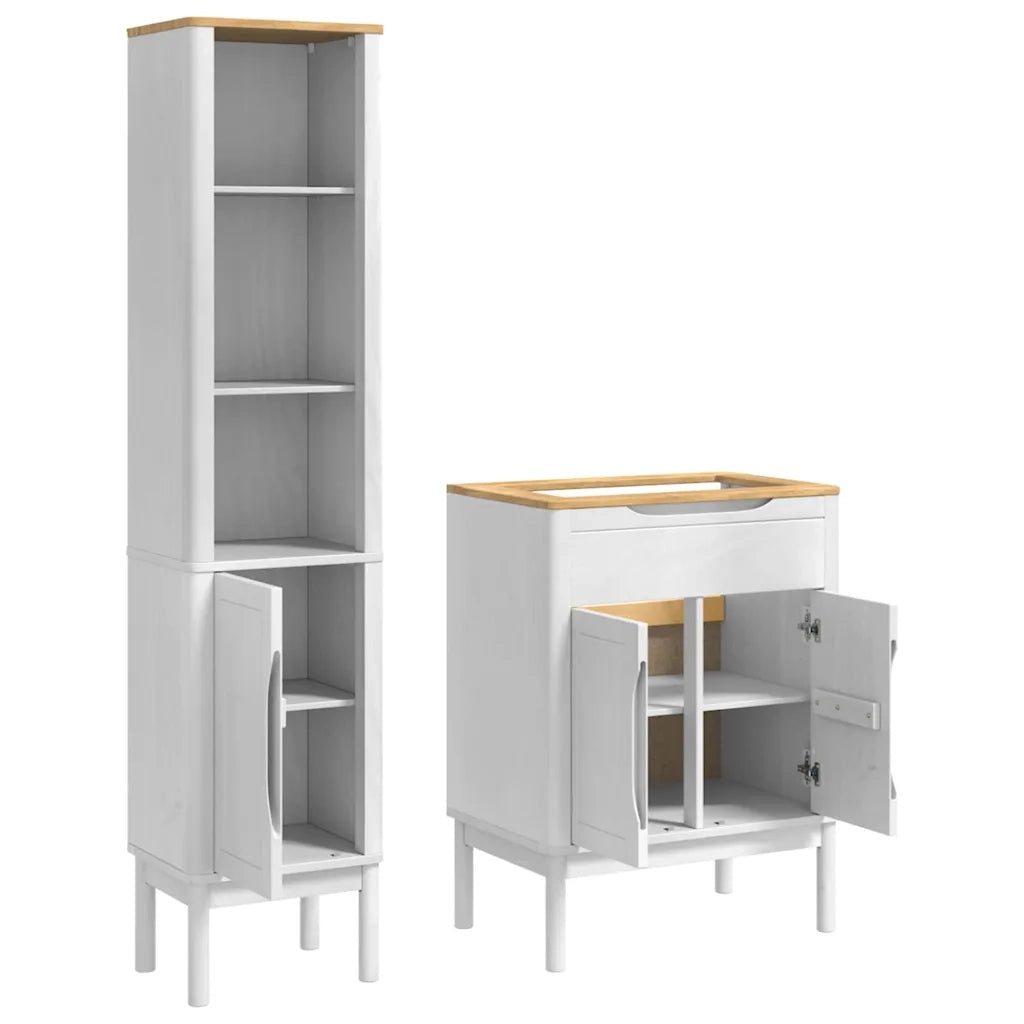 Set di mobili per il bagno con lo scaffale FLORO 2 pcs Bianco