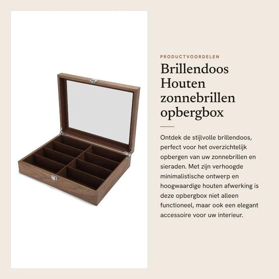 Cassettiere in legno con vetrina trasparente e 8 ripiani per accessori - organizzatore di gioielli con coperchio trasparente - materiale duraturo