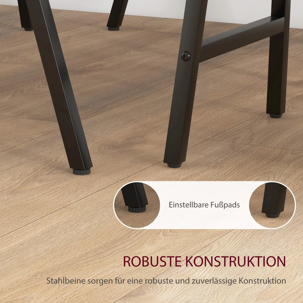 Set tavolo da pranzo e 4 sedie ¨C Minimal ¨C telaio metallo, tessuto grigio scuro, piano legno