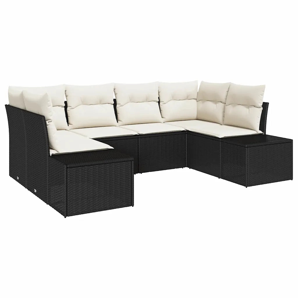 Set Divano da Giardino con cuscino 6 pcs Nero polyrattan 3347197