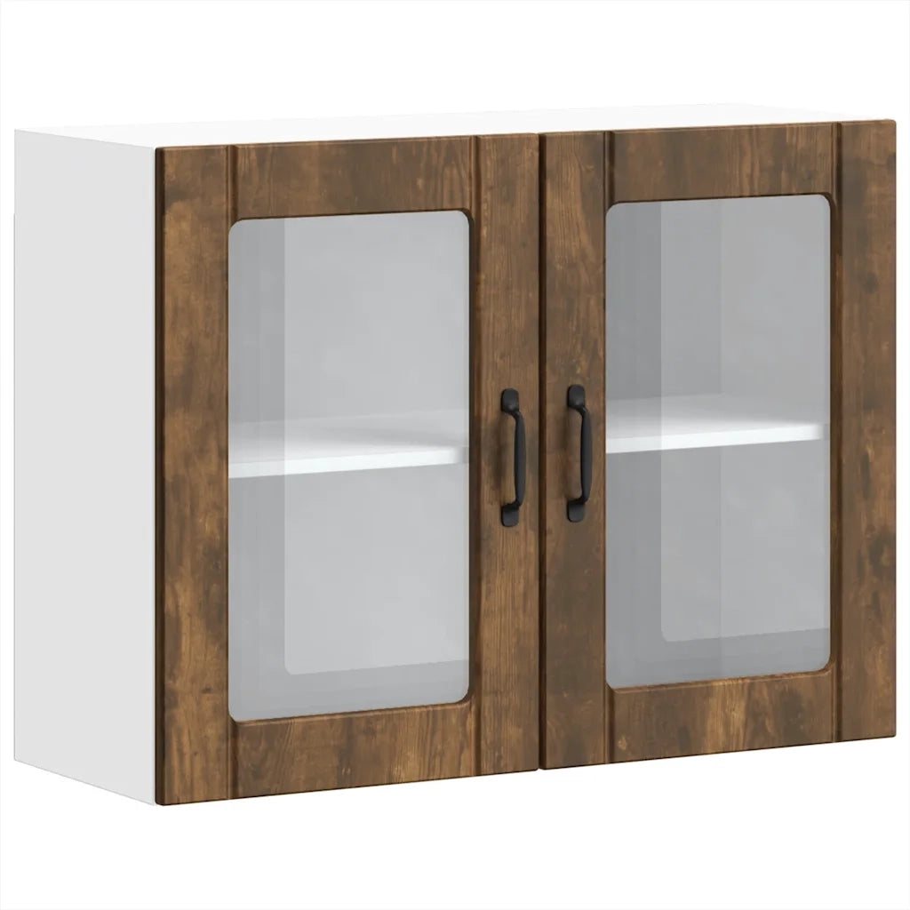 Pensile da Cucina con Porta in Vetro-Mobile Cucina da Parete Lucca Rovere Fumo 732711