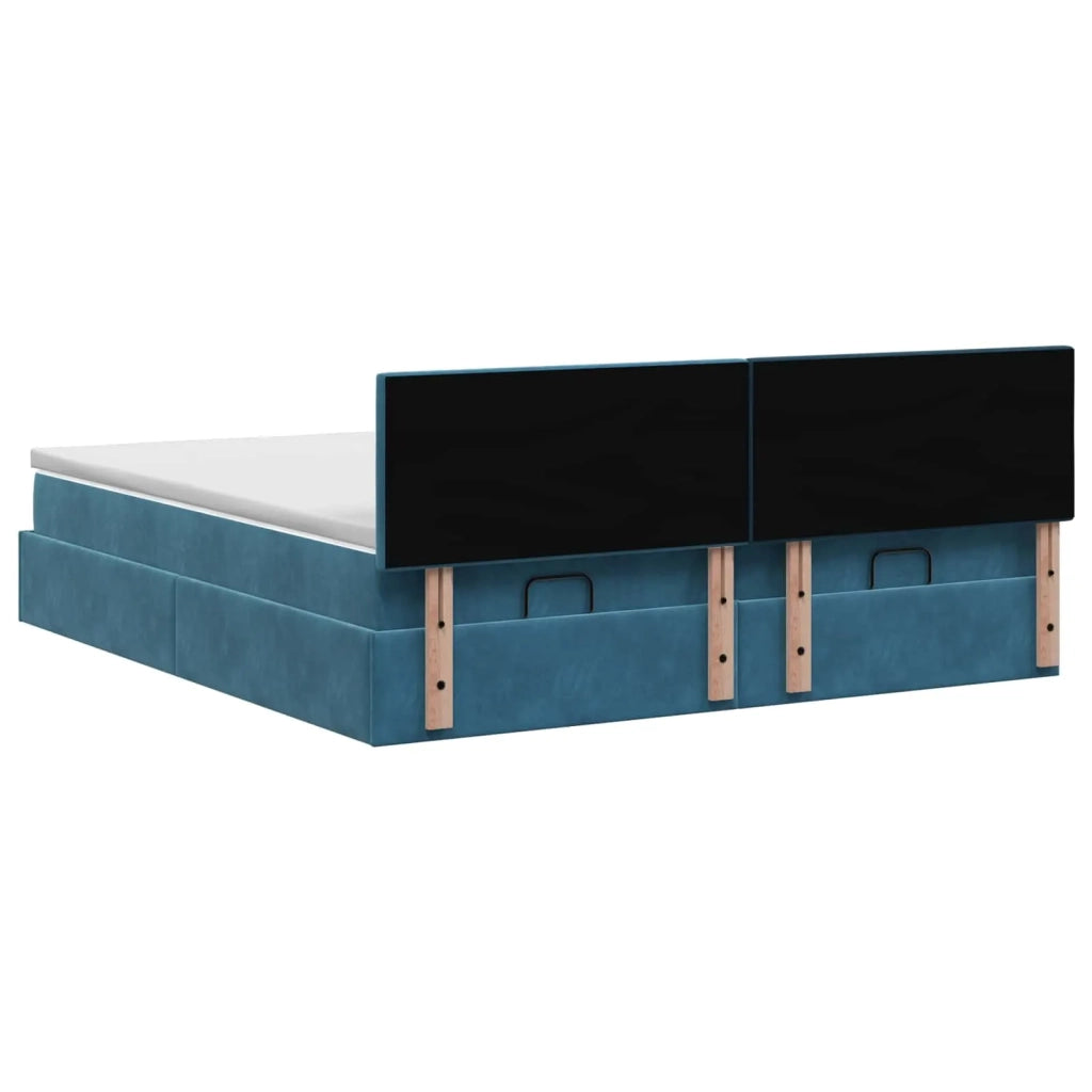 Letto ottomano con materasso 2 pz Blu Scuro Velluto 3456766