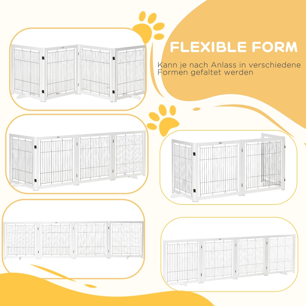 Cancello per Cani in Legno ¨C zephmum ¨C 305x82 cm Bianco