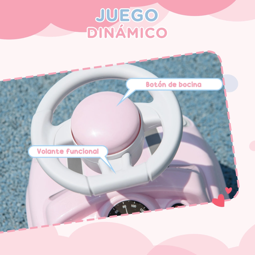 Cavalcabile con Volante e Clacson ¨C Xylo ¨C Rosa 53x25x35 cm