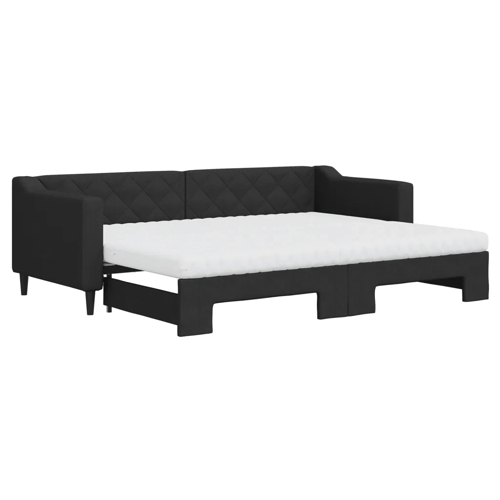 Divano Letto Estraibile con Materassi Nero 80x200 cm Tessuto 3197441