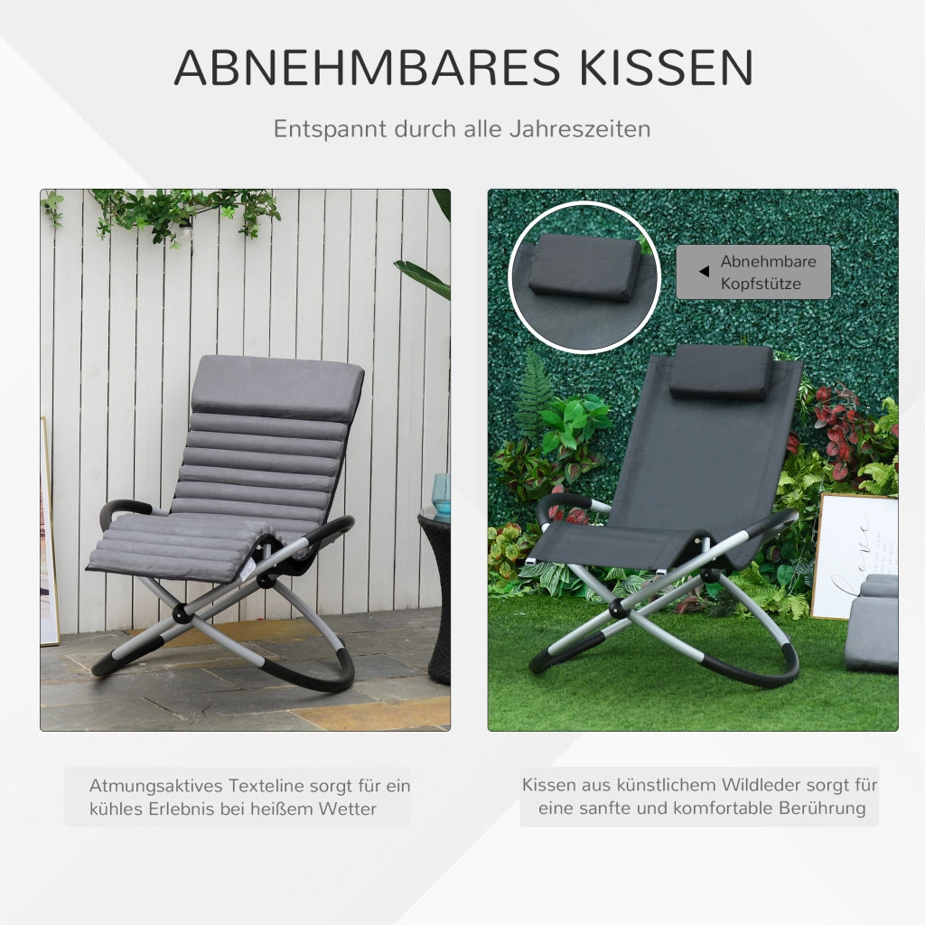 Poltrona a dondolo ergonomica 2 in 1 con poggiapiedi ¨C Minimal ¨C Tessiline grigio scuro 145x74x86 cm