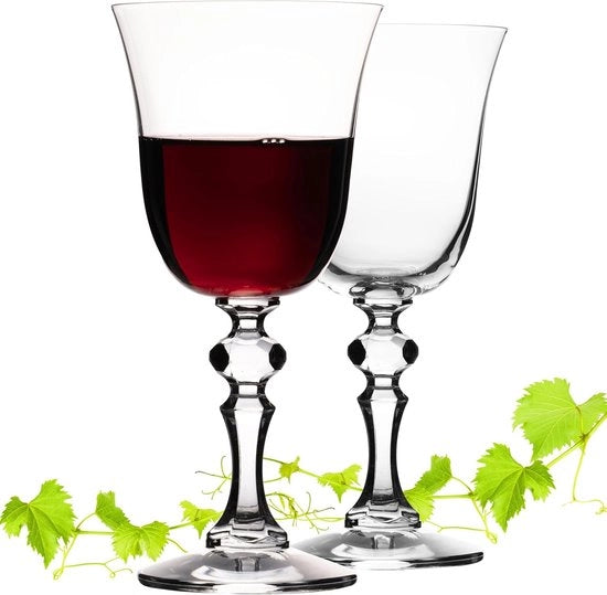 Set di bicchieri da vino in stile vintage - 2 pezzi - cristallo - 220 ml