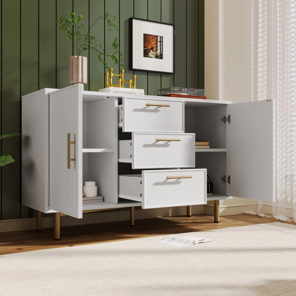 Cassettiera con Ante e Cassetti ¨C MINIMAL ¨C Bianco, 120x40x75 cm