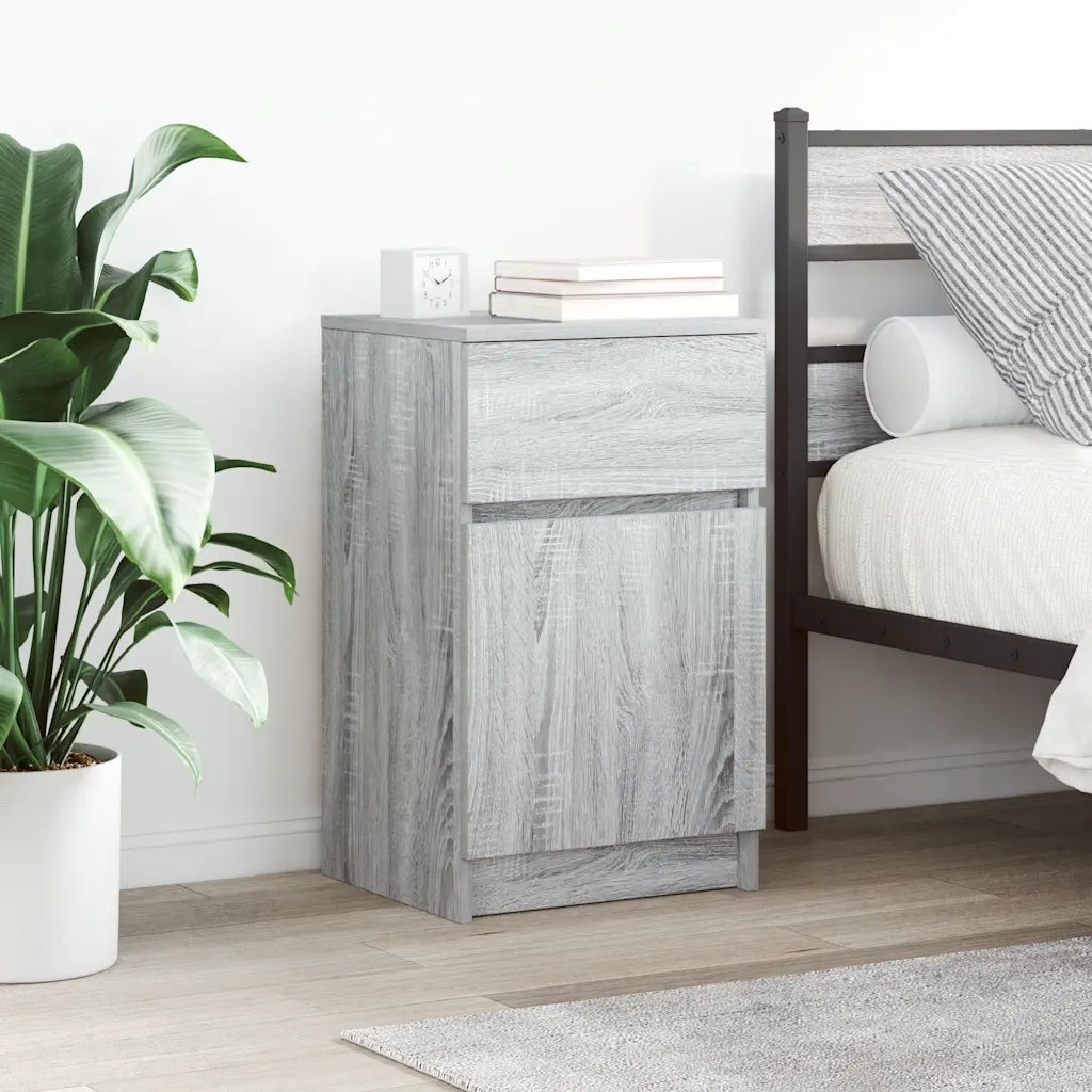 Set di 2 Comodini | Armadio da Notte | Mobiletto da notte Grigio Sonoma 39x35x65 cm in Legno Multistrato