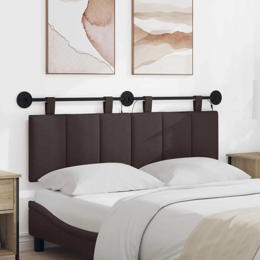 Testiera sospesa Con luce LED Marrone Scuro Tessuto 3424793