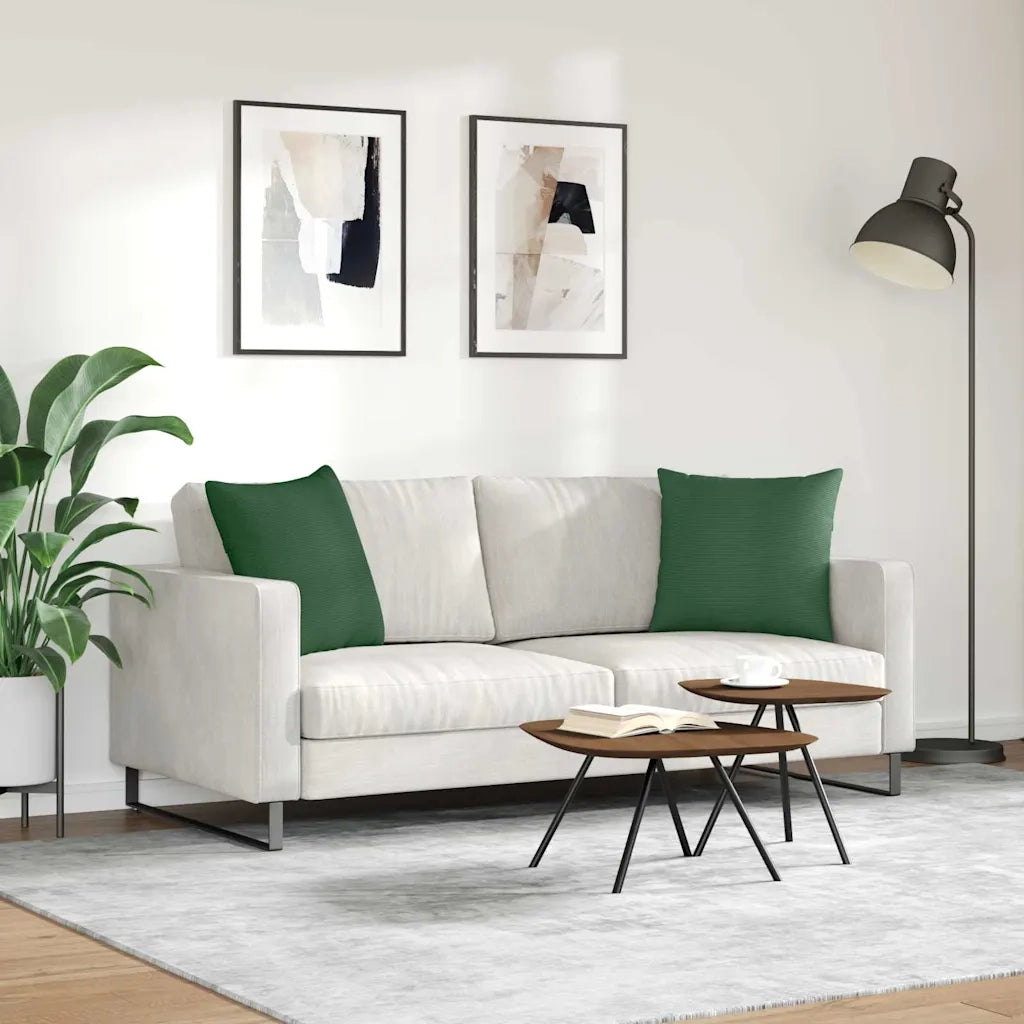 Cuscini da Divano 2 pcs Verde Scuro 50 x 50 cm Tessuto in Cords 42013994