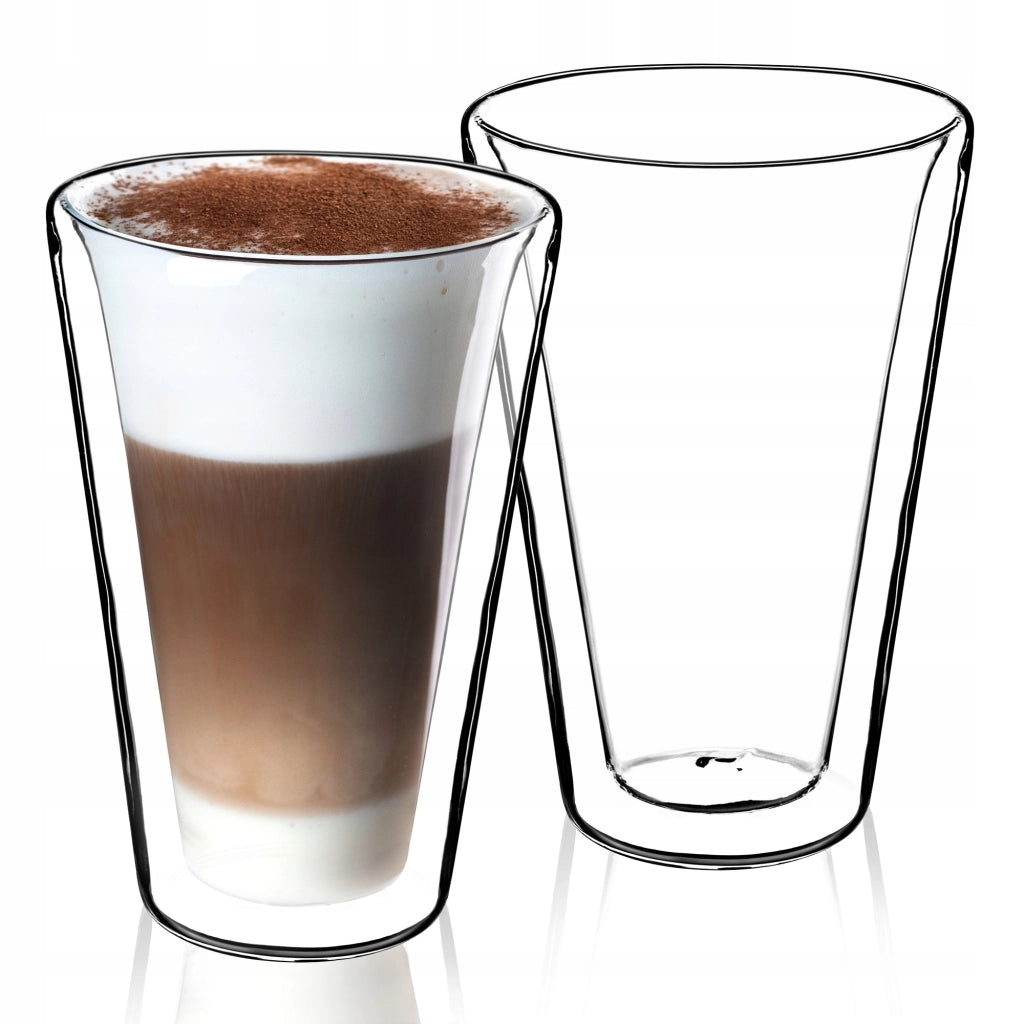 KADAX 2 bicchieri termici a doppia parete da 470 ml per caffè, tè e latte con cucchiaini