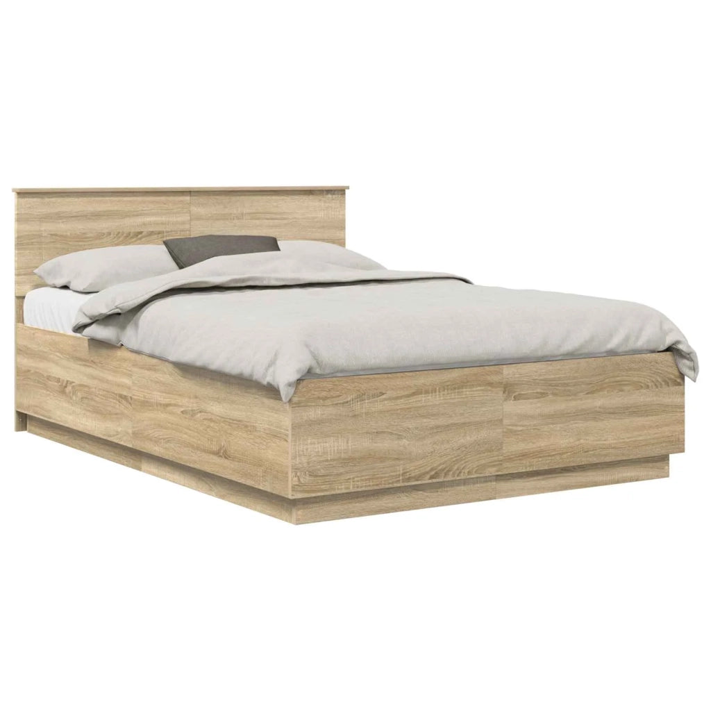 Letto matrimoniale | Letto per adulti | Struttura del letto con testiera Rovere Sonoma 140 x 200 cm
