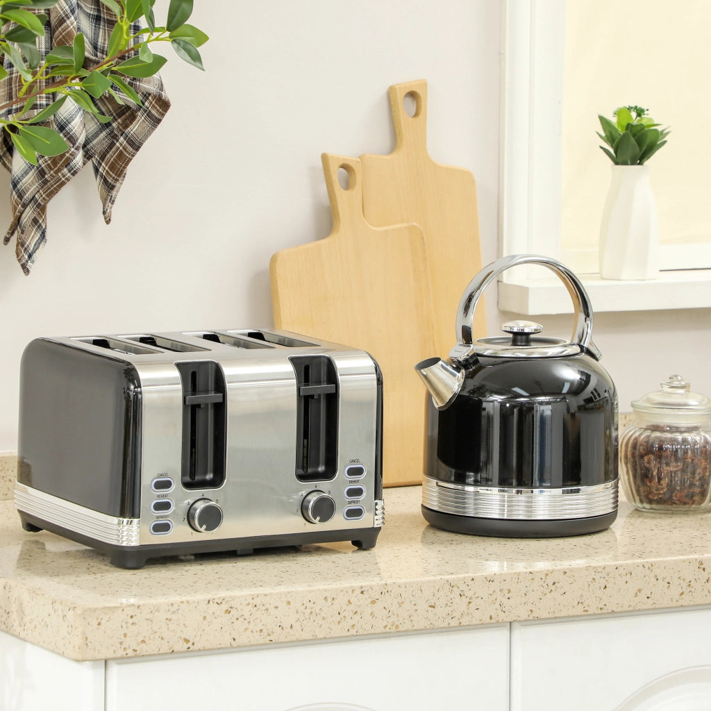 Set Bollitore e Tostapane ¨C zephmum ¨C Nero, Acciaio Inossidabile, 1.7L