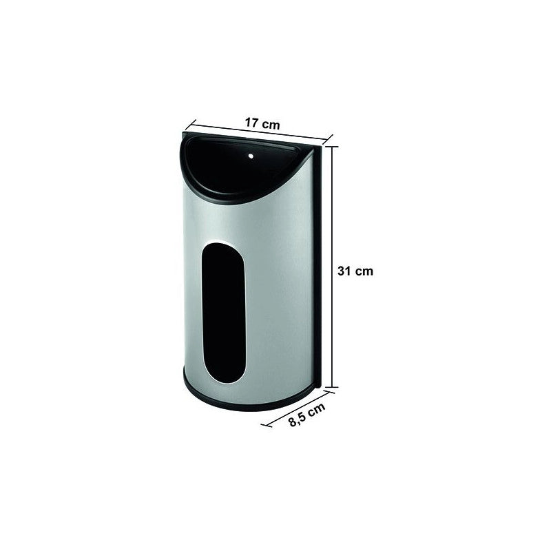 Portasacchetti Vigor, inox da parete, h. 31 cm