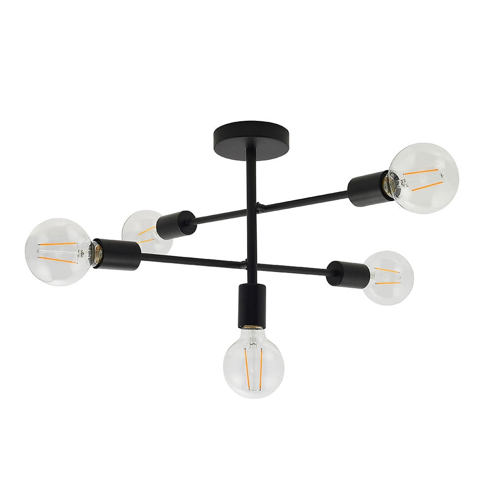 Plafoniera loft nera opaca Studio Endon 5xE27 40W metallo