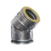 MARAL 8012947987919 Gomito Inox Settori 45° Doppia Parete Acciaio Inox Aisi 316L Interno Aisi 304 Esterno Isolamento in Lana di Roccia 25 mm colore Acciaio