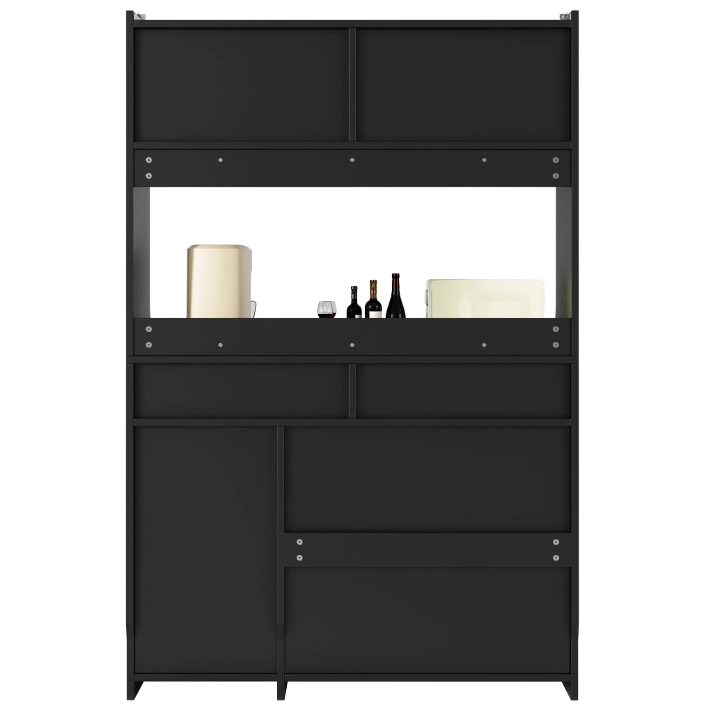ARMADIO ALTO 120x40x180 cm Nero con LED e 2 cassetti