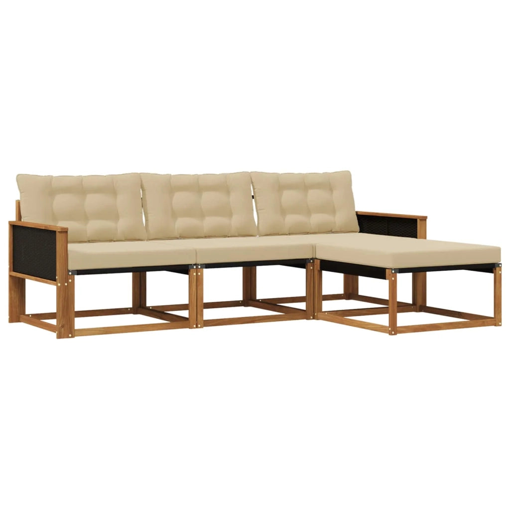 Set di divani da esterno con cuscino 4 pcs Naturale e Beige 3381337