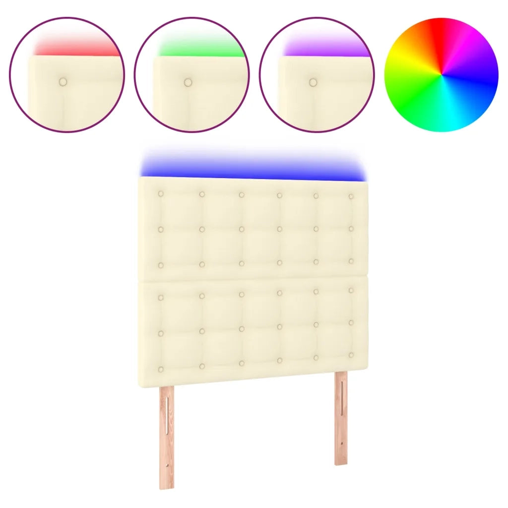 Testiera a LED Crema 80x5x118/128 cm in Similpelle 3122498