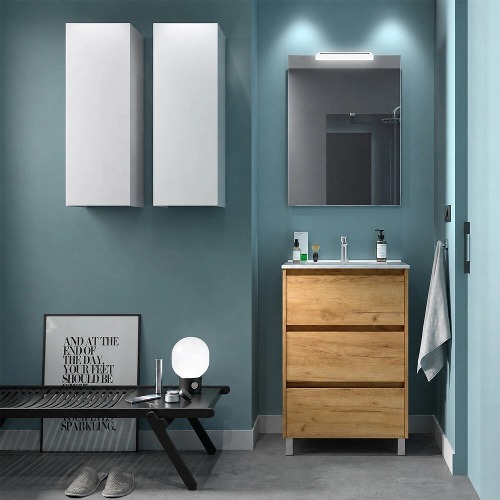 Mobile bagno 60 cm rovere africa con lavabo ad incasso Gaya