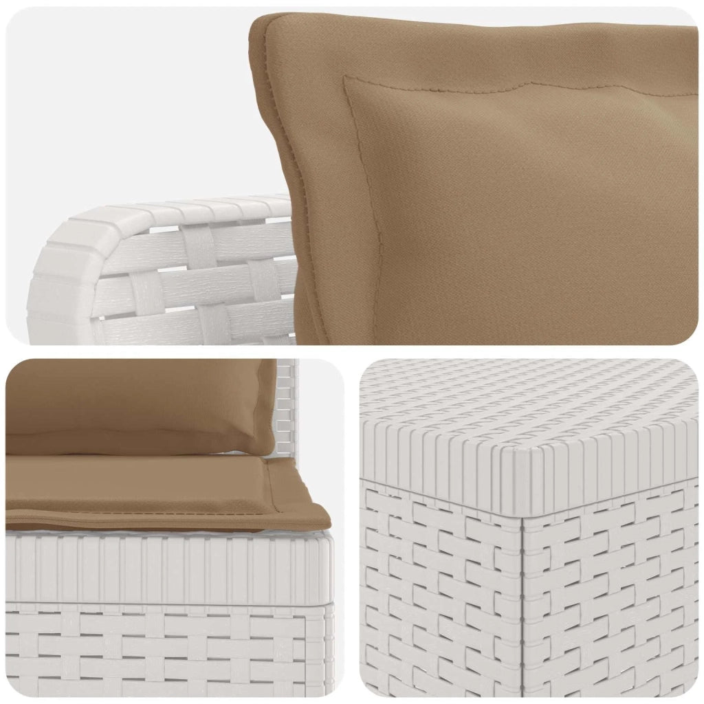 Divano da giardino 4 posti con cuscini aspetto rattan PP Bianco 3443952