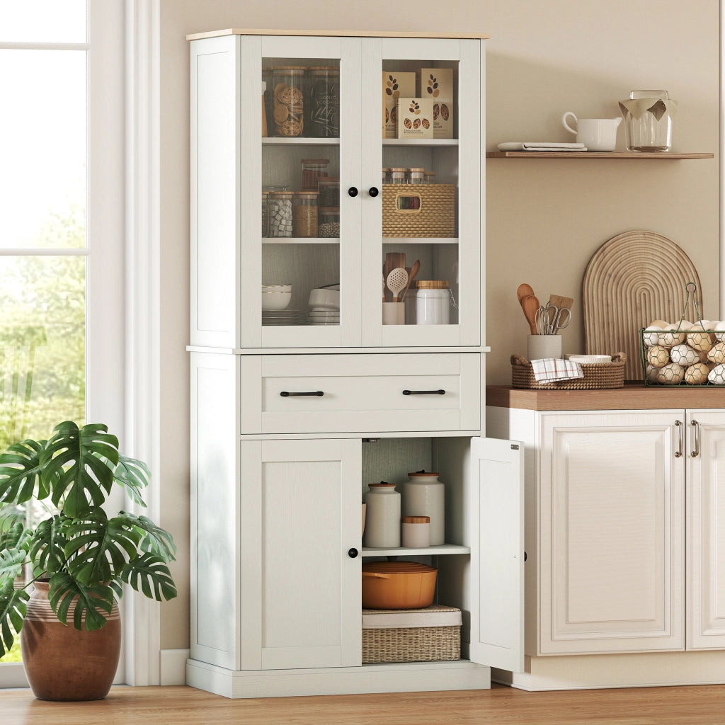 Mobile da cucina freestanding con ripiani regolabili e cassetto ¨C Xylo ¨C Bianco