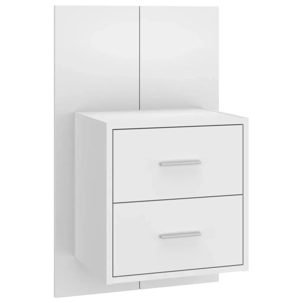 Set di 2 Comodini | Armadio da Notte | Mobiletto da notte a Parete Bianchi
