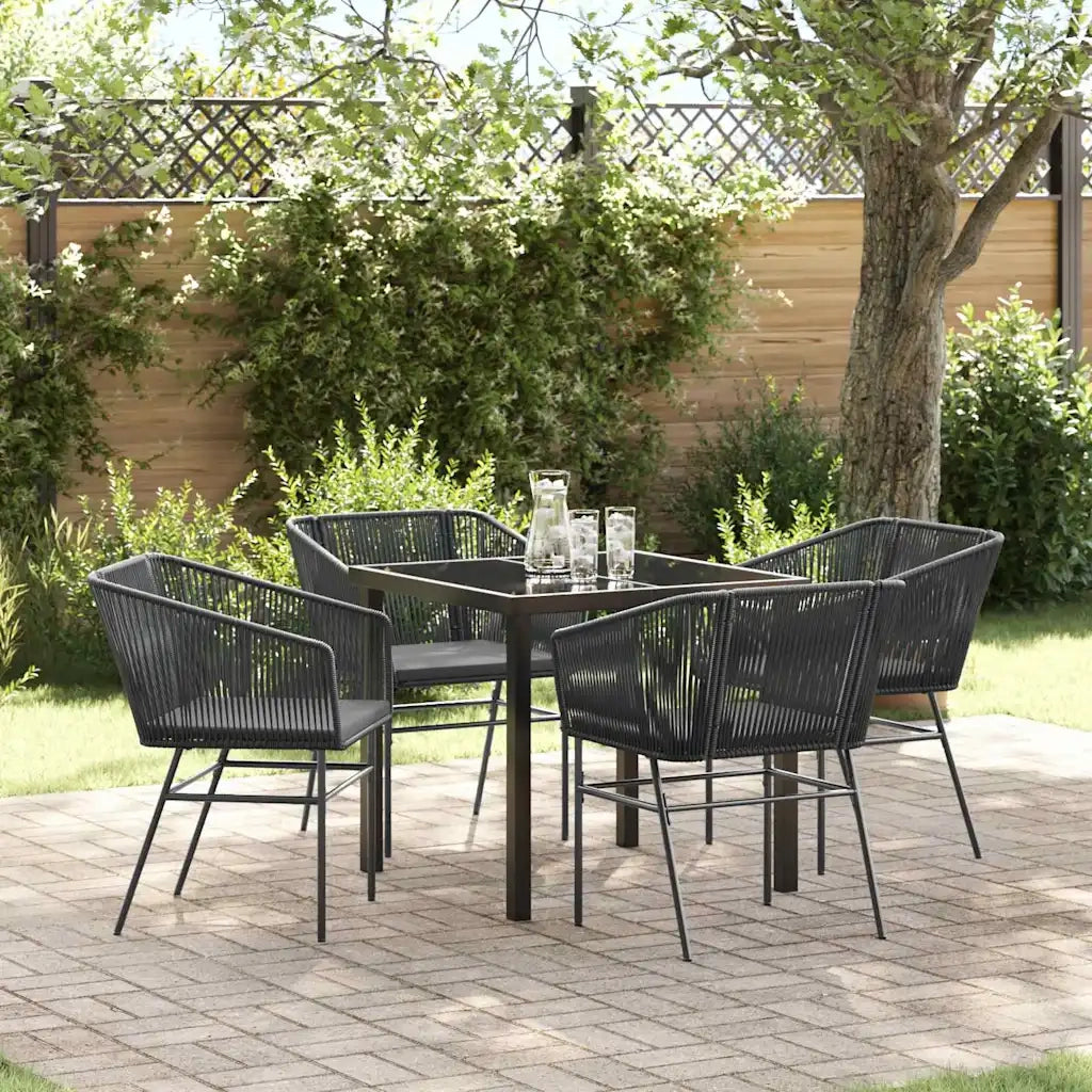 Set da Pranzo per Giardino con cuscino 5 pcs Nero