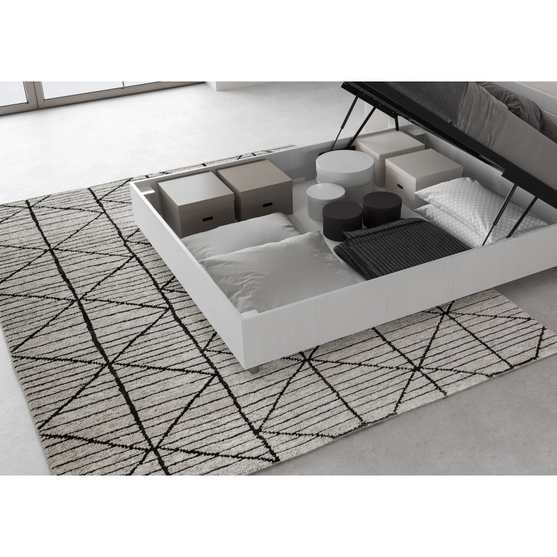 Letto Matrimoniale francese 140x200 cm testata dritta Demas - Senza rete,Bianco Frassino