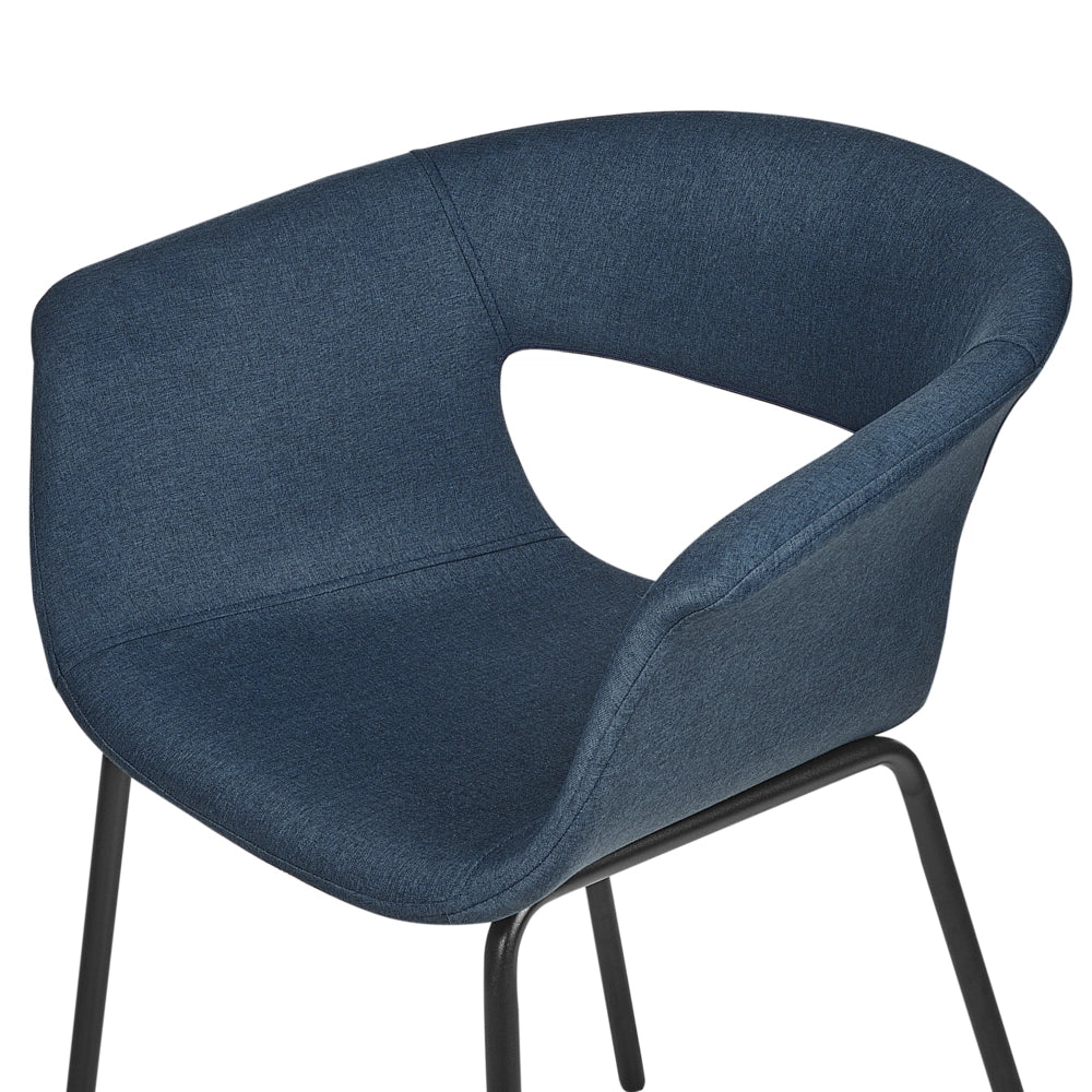 Set di 2 sedie da pranzo Sedute in poliestere blu scuro Gambe in metallo per sala da pranzo cucina