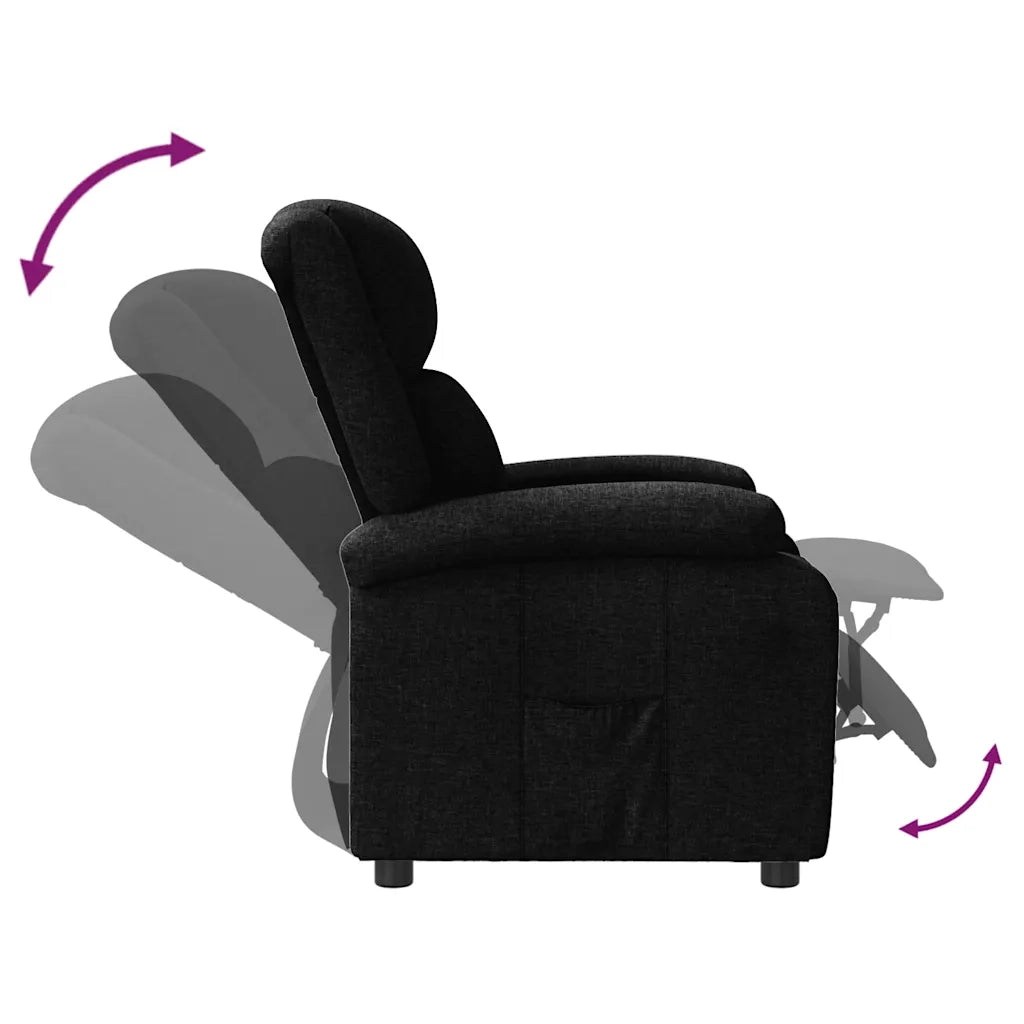 Poltrona | Sedia Relax Reclinabile in Tessuto Nero