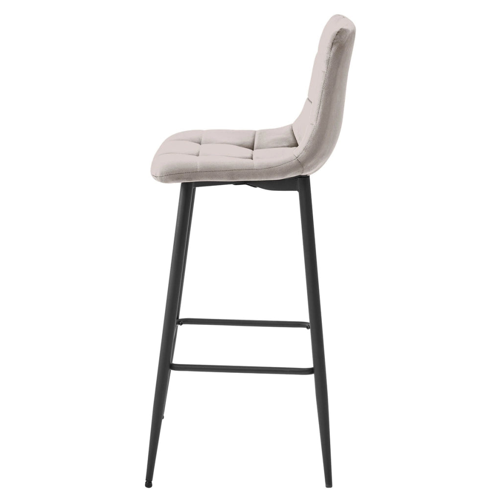 Sgabello da bar Arceto in velluto beige scuro e metallo nero
