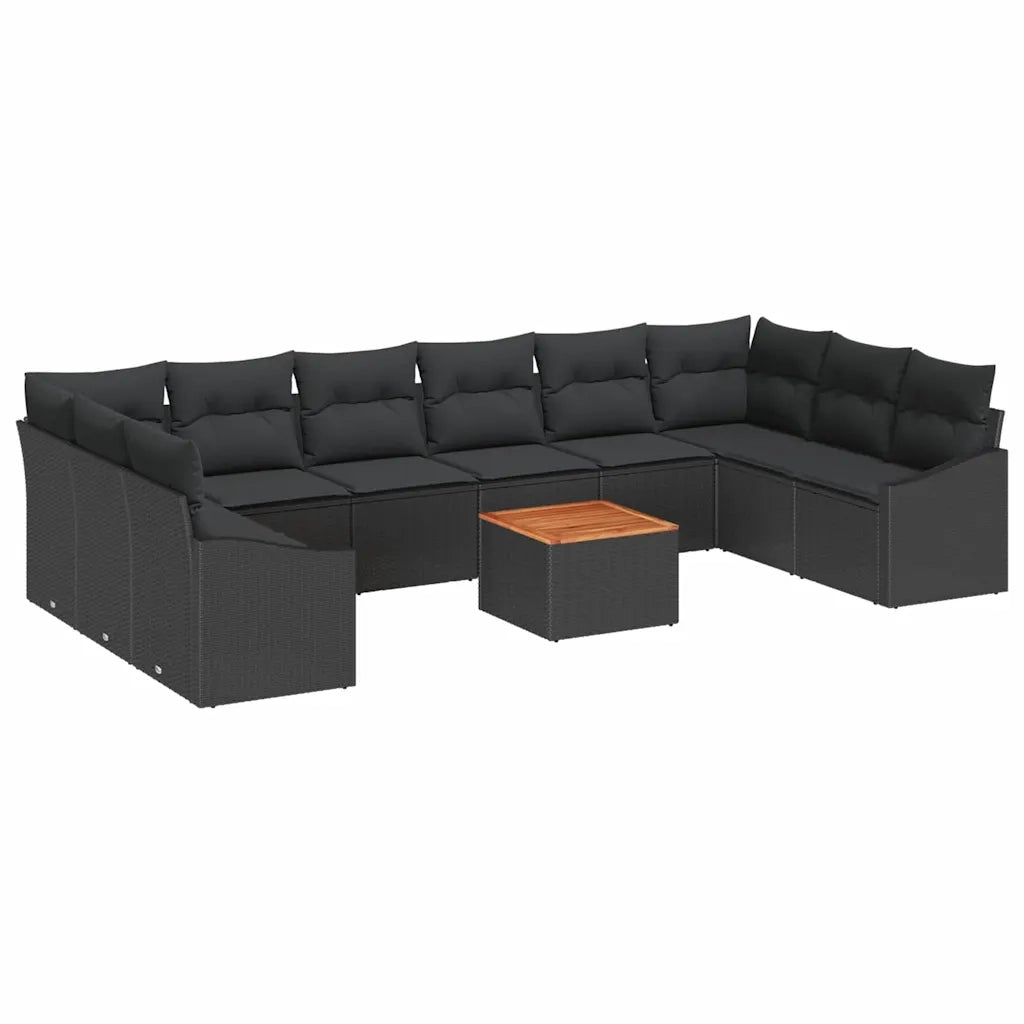 Set Divano da Giardino con archiviazione 11 pcs Nero polyrattan 3356553