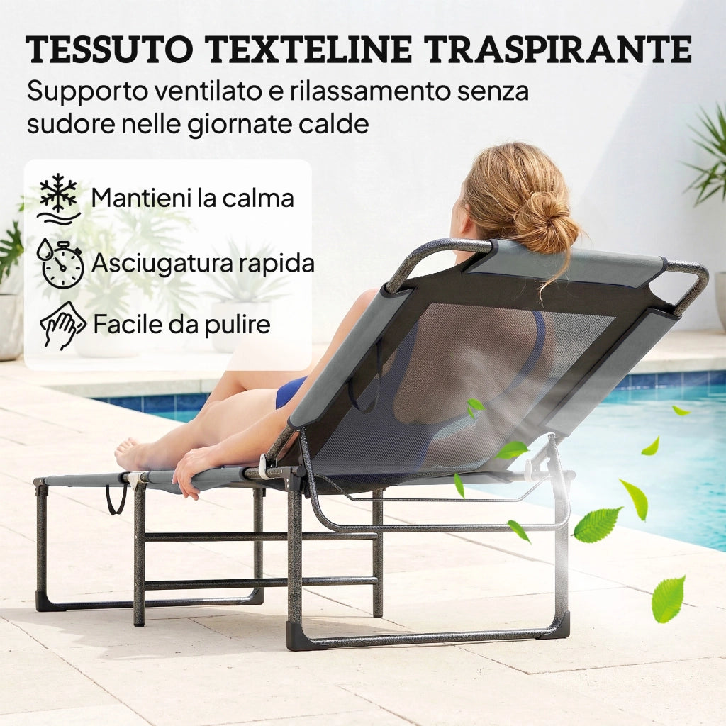 Sedia Pieghevole Reclinabile ¨C Minimal ¨C Grigio