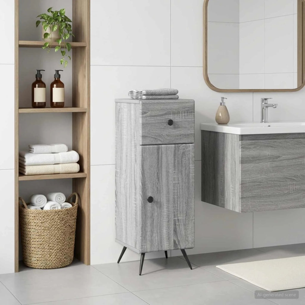 Mobiletto da Bagno BREDA Sonoma grigio 30 x 31 x 80 cm 897491