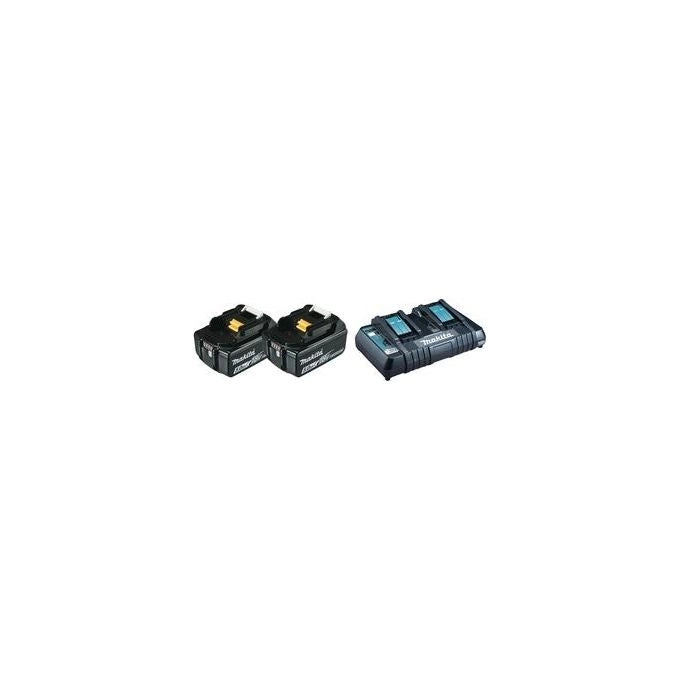 Makita 197629-2 Kit Energia 2 Batterie BL1850B 18V 5,0 Ah + Caricatore Doppio DC18RD + Valigetta MAKPAC colore Nero
