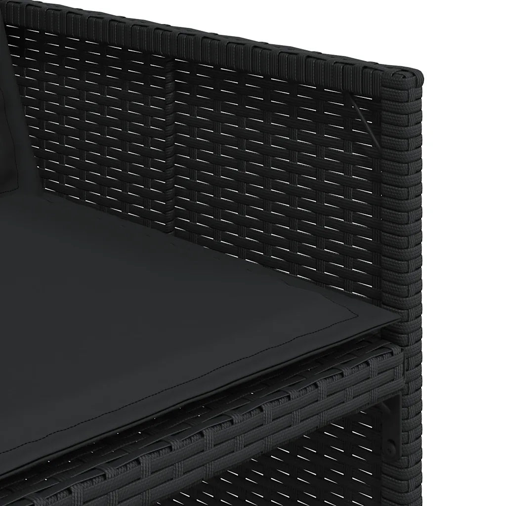 Set da Pranzo da Giardino 13pz con Cuscini Nero in Polyrattan 3277806