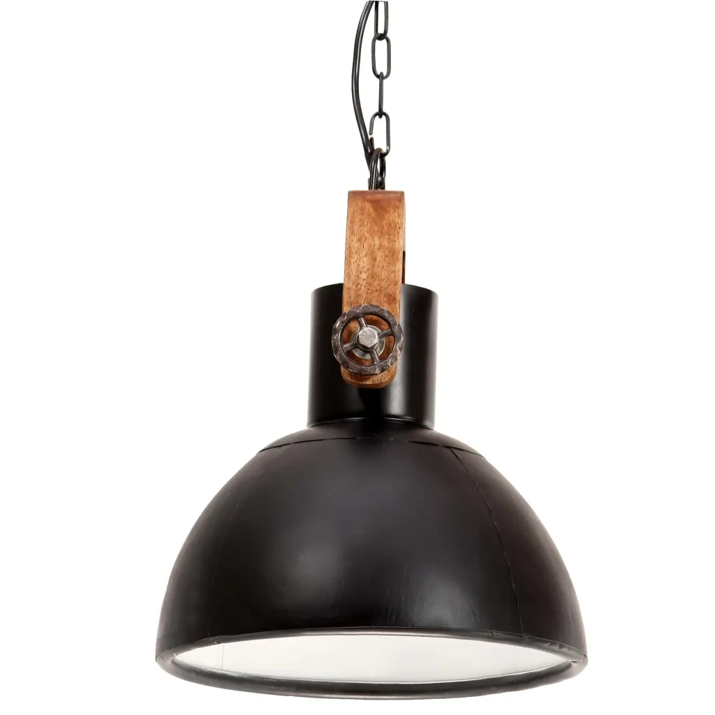 Lampada a Sospensione Industriale 25 W Nera Rotonda 30 cm E27 320536