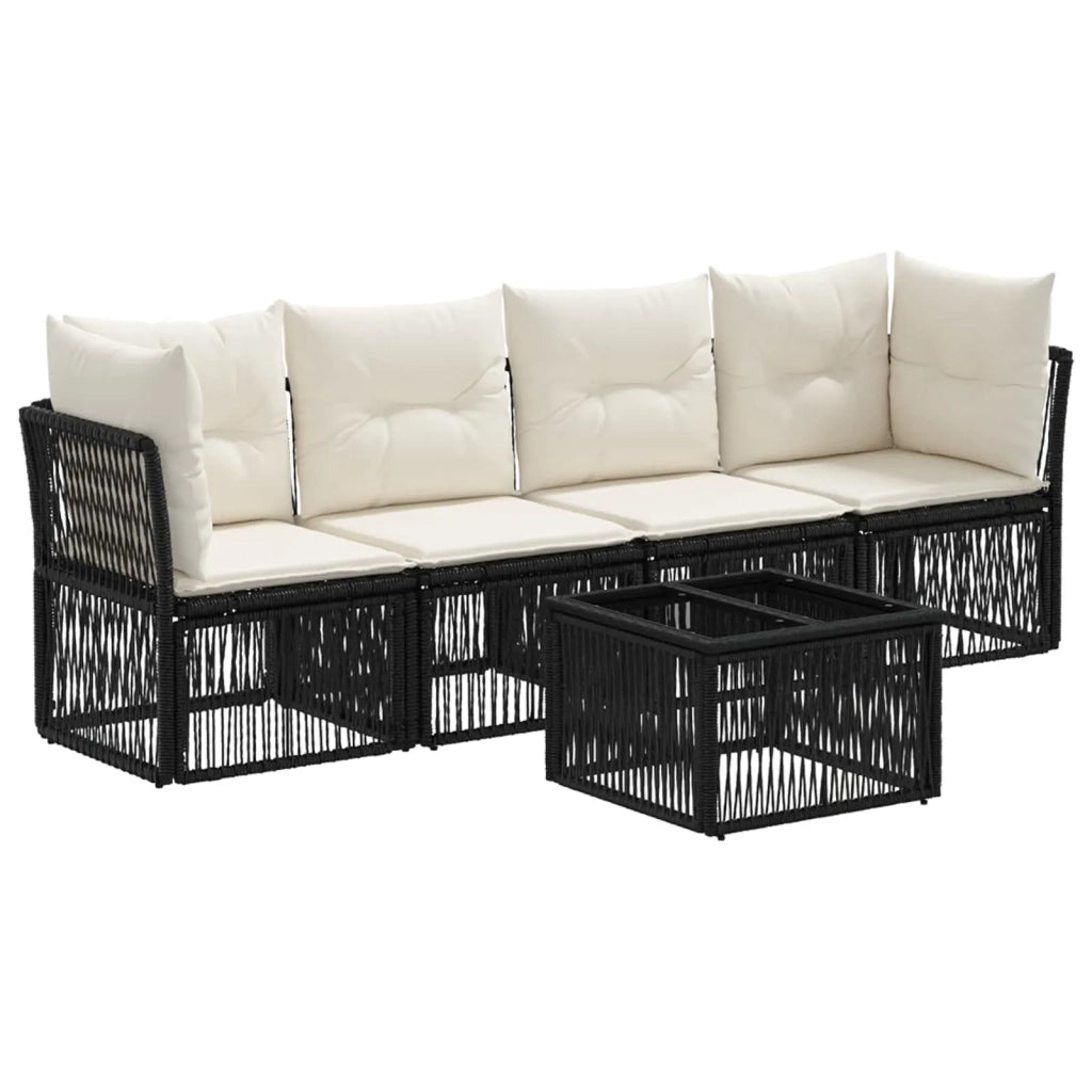 Set Divano da Giardino 5 pcs Nero polyrattan 3434131