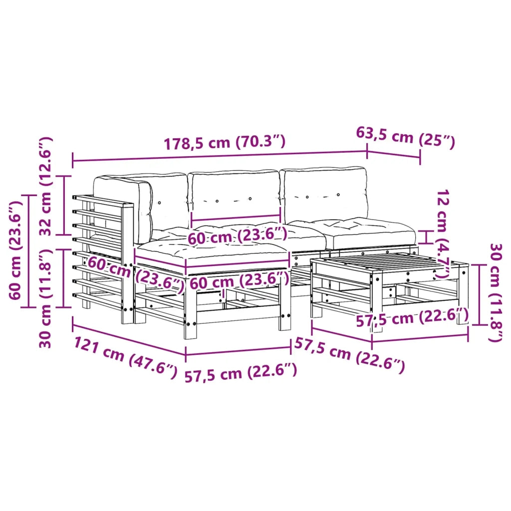 Set Lounge da Giardino 5 pcs Marrone Cerato 3418074