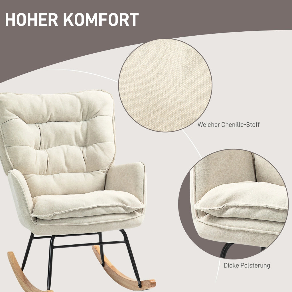 Poltrona Dondolo in Legno ¨C Minimal ¨C Beige